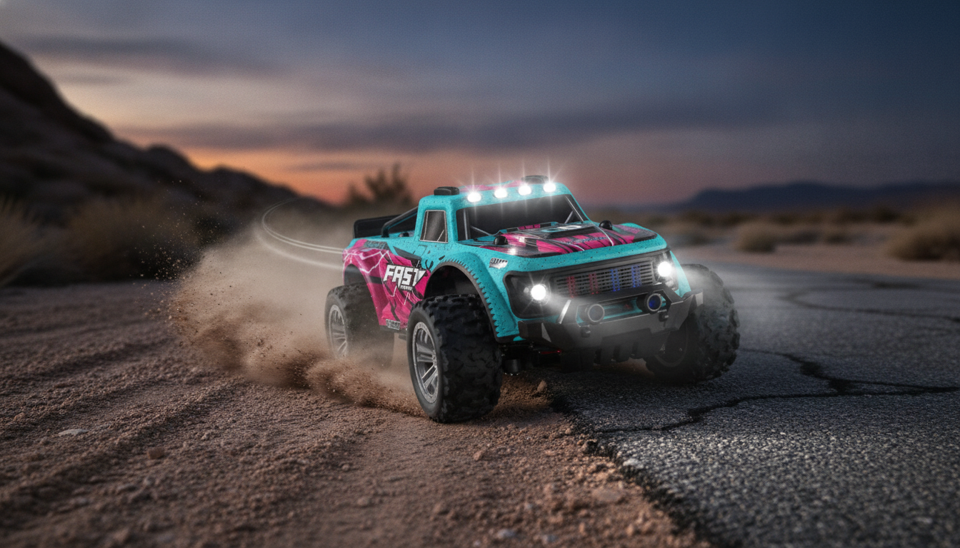 1:20 2WD RC Drift Truck with Lights for Pavement & Dirt