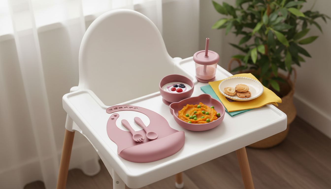 5PCS Silicone Baby Feeding Set: Suction Plate & Bib