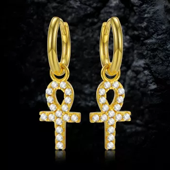 925 Sterling Silver Cross Earrings: Zirconia Sparkle